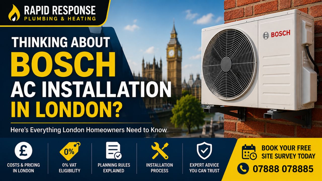 Bosch air conditioning installation in London by F Gas certified engineers
