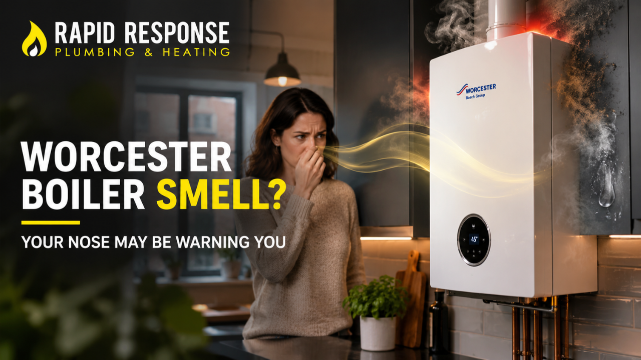 Homeowner noticing a Worcester Bosch boiler smell in a London kitchen